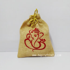Ganesh Print Jute Potli Bags